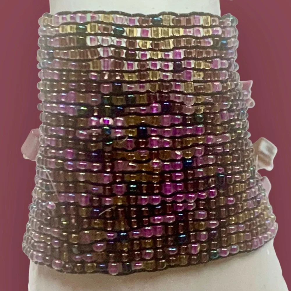 Beaded Bracelet - Pinkish, purplish and Goldish Abalone chips